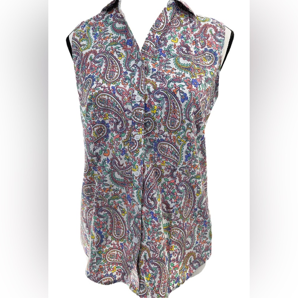 Talbots Paisley “Wrinkle Resistant” Sleeveless Fitted Blouse | 4P